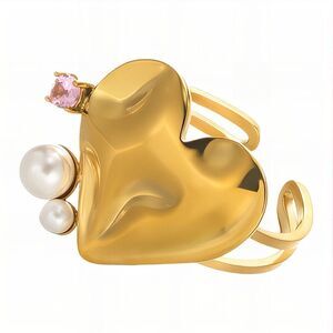 18K Gold Plated Women's Heart Shape Finger Ring Open Back Love Jewelry Everyday